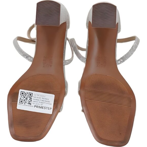 Naturalizer Vanessa Snake-Print Leather Dress Sandals Block Heel US 7W EU 37 - Picture 6 of 6